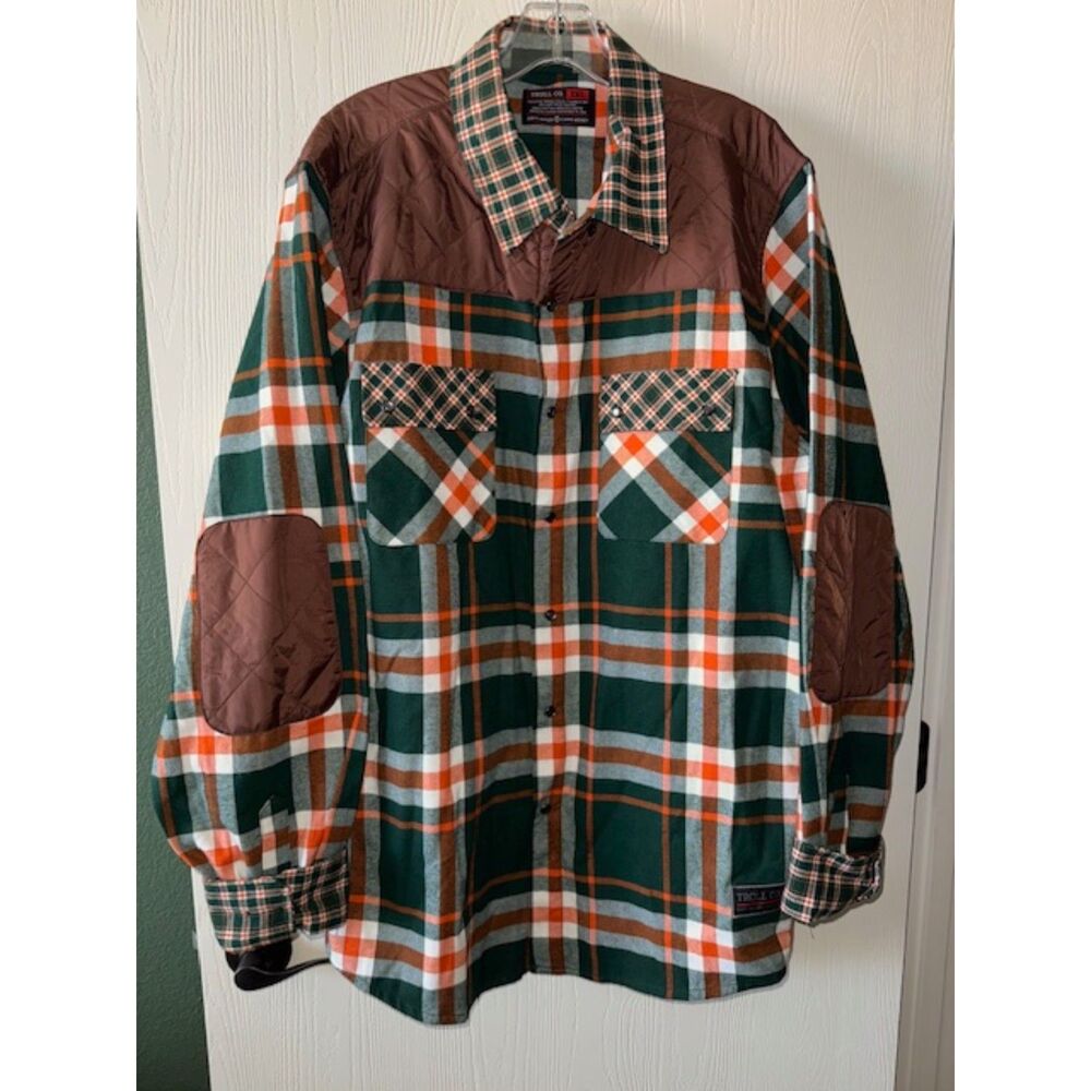 Troll Co. Flannel Shirt Jacket Mens Size XXL Multicolor Plaid Pearl Snap Shacket